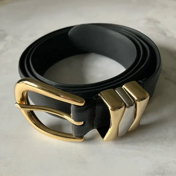 REVOLVE Favorite Daughter Black William Split Decision Leather Belt Size XL - Picture 3 of 9